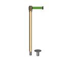 Montour Line Retractable Belt Removable Stanchion, 2ft Pol.Brass Post  7.5ft Green MX530R-PB-GN-75